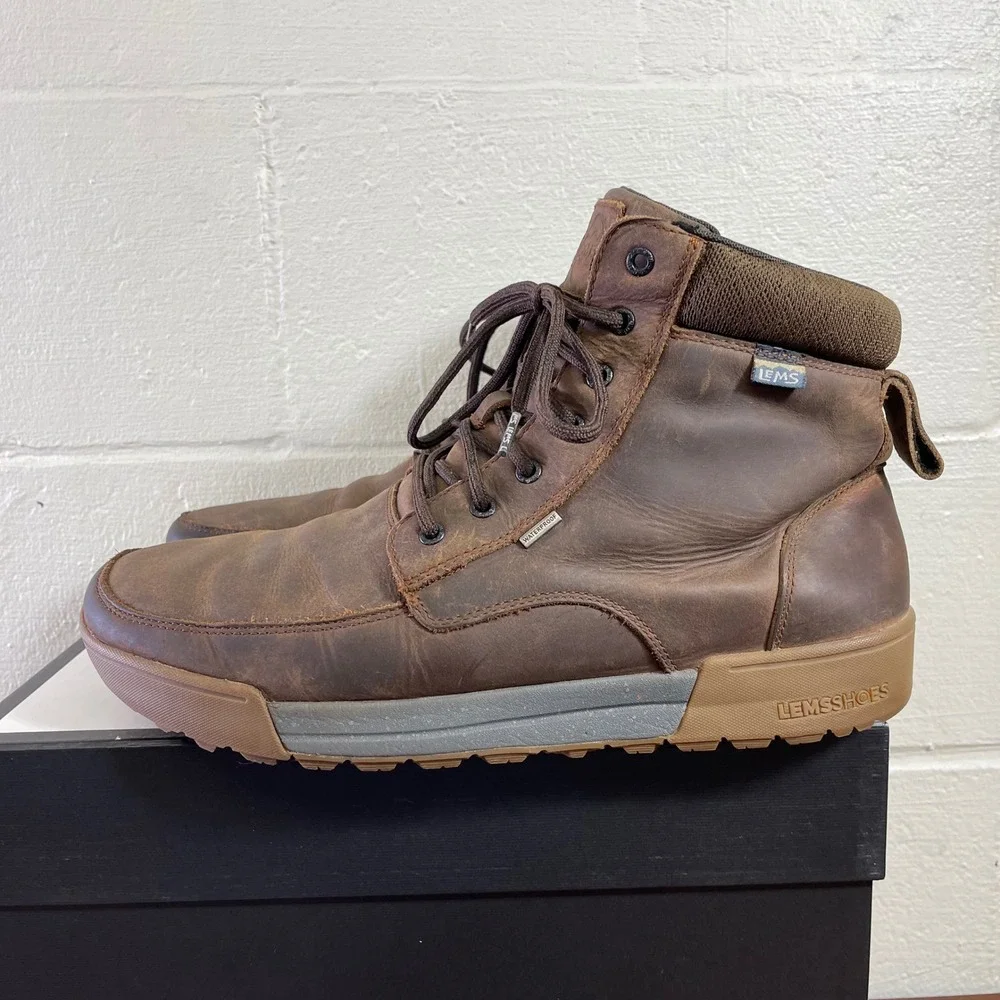 Lems Boulder Summit WP Boots Rugged Bark Brown Leather Waterproof Men's 15 US